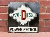 No Reserve 1950s Power Diesel Power Petrol Enamel Sign