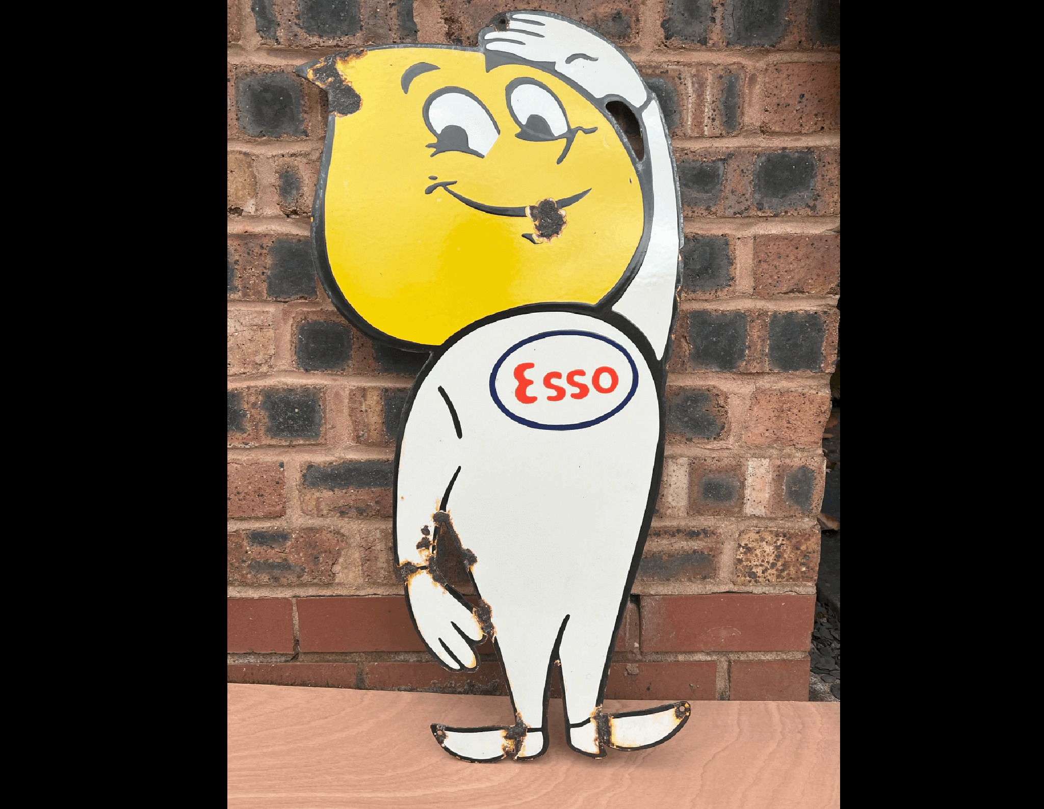 No Reserve Esso Drip Man Enamel Sign