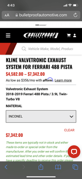 Ferrari 488 Kline Inconel Exhaust