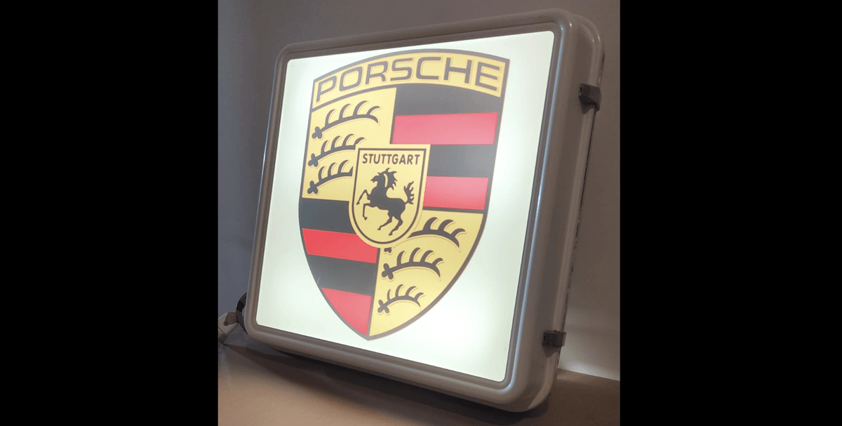 1970's Illuminated Porsche Mechanic Sign