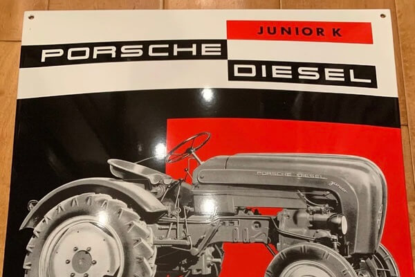  Limited Production Enamel Porsche Junior K Diesel Tractor Sign